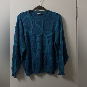 Ferrari Teal and Navy Crew Neck Sweater